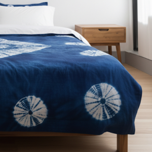 Navy Blue Cotton Tie & Dye Duvet Cover
